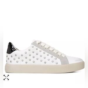 Sam Edelman White and Black Studded Sneakers